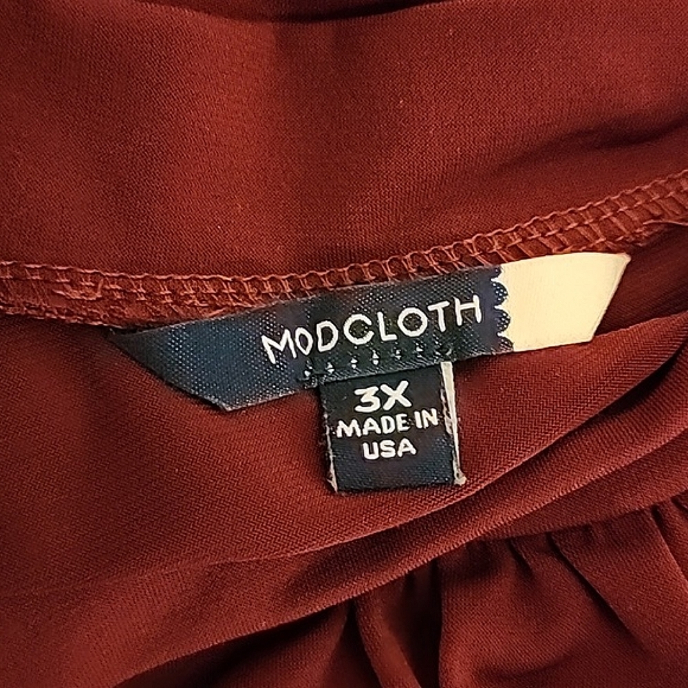 ModCloth Burgundy Retro Tie-Neck Jersey Dress - Picture 6 of 8